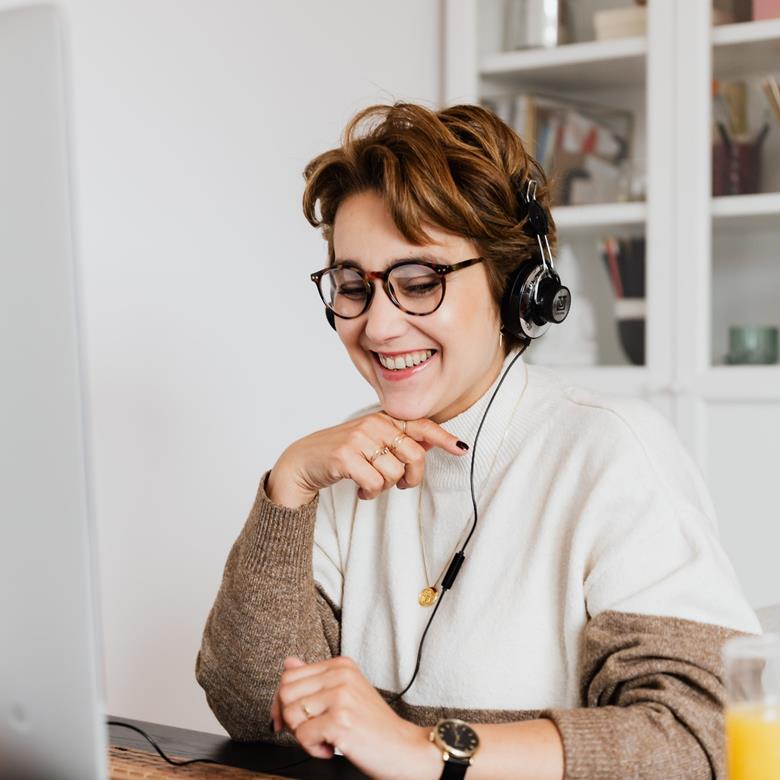 Woman wearing headphones
